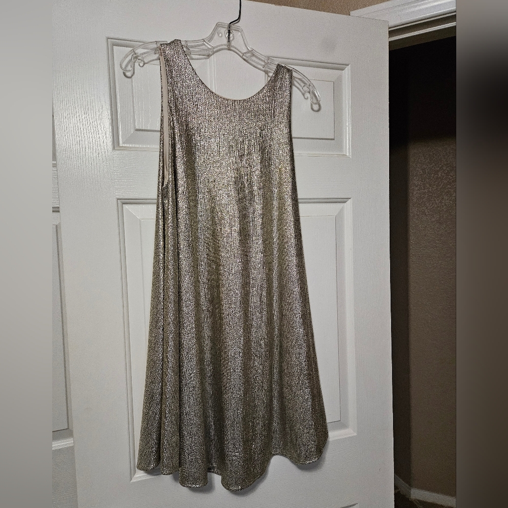 Audrey Gold Sequin Mini Dress Scoop Neck Sleeveless